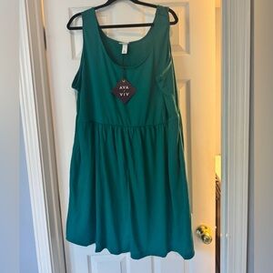 Ava & Viv Women's Plus Dress midi Babydoll sleeveless scoop neck size 2x